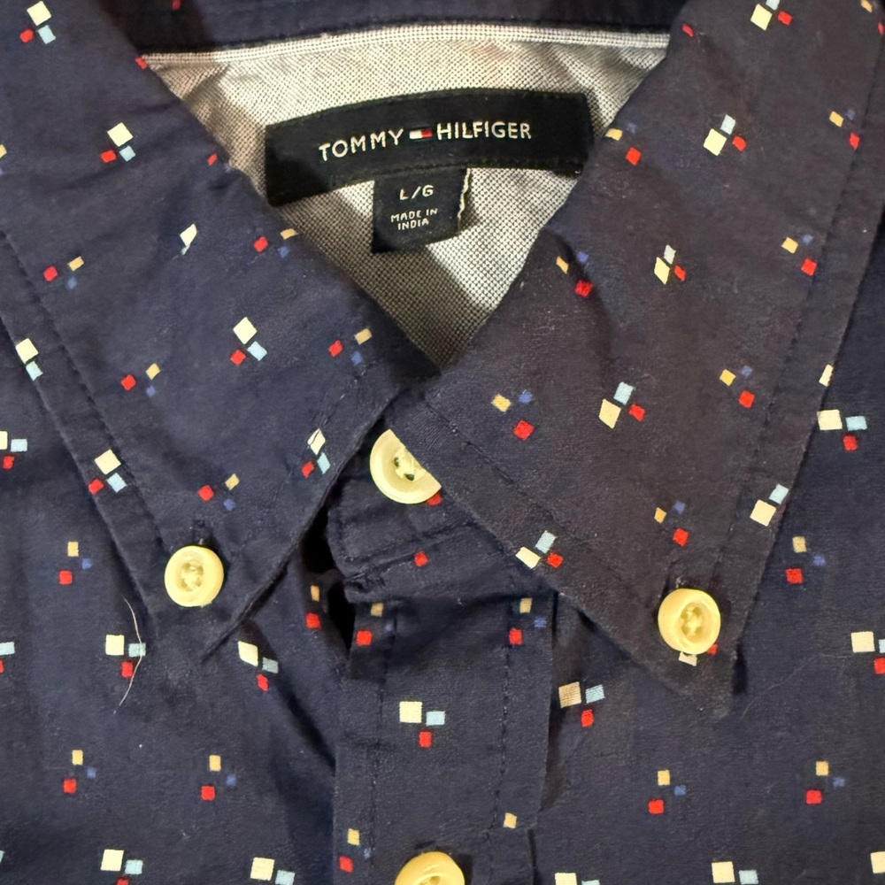 Tommy Hilfiger Navy Print Button Down L